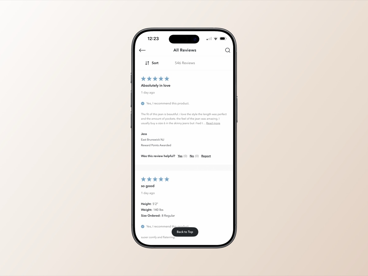 All Reviews list screen showing Reward Points Awarded label on incentivized reviews